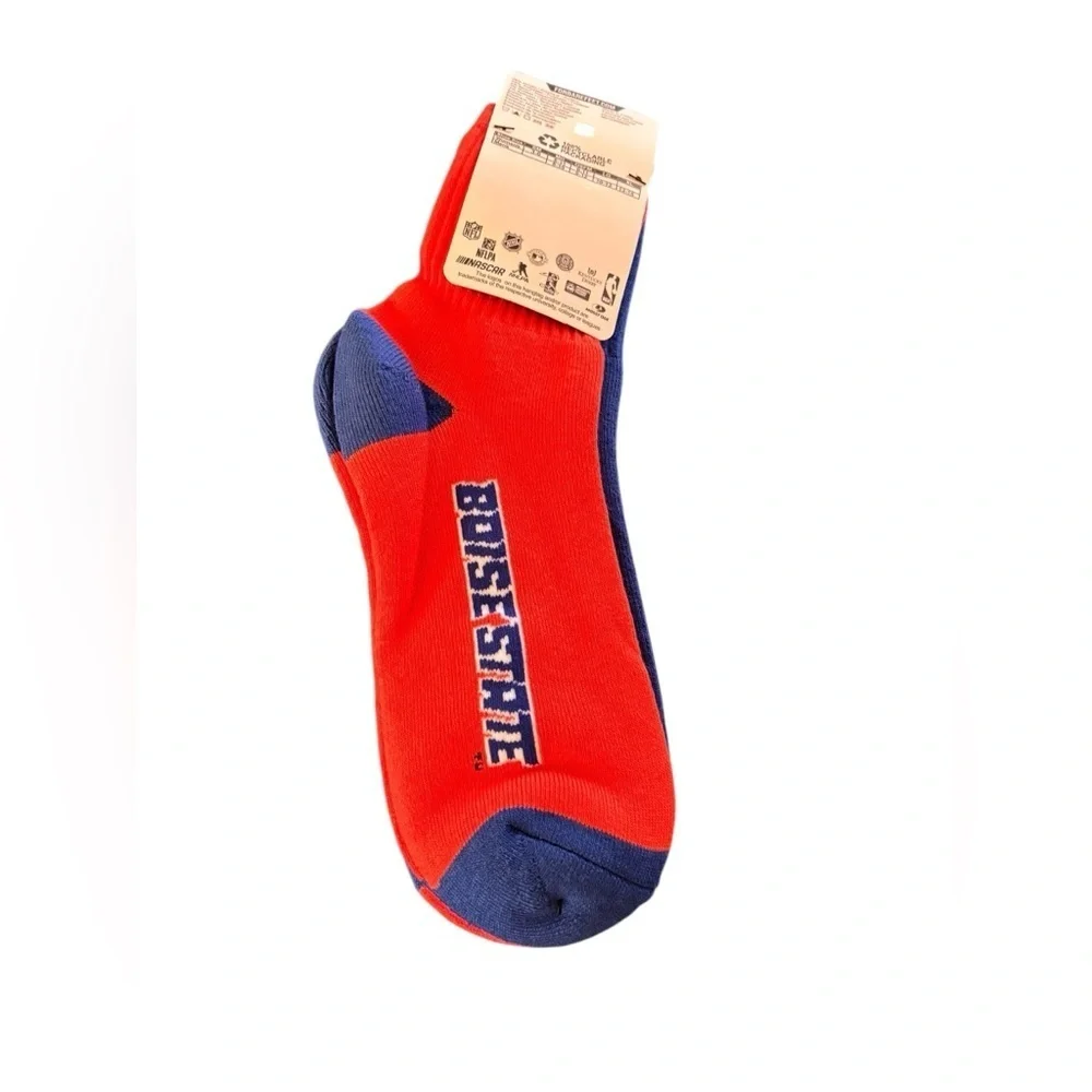 For Bare Feet Cushioned Socks Sz L Boise State University Mid Crew Blue Orange